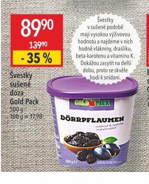Švestky sušené dóza Gold Pack