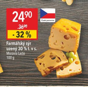 Farmářský sýr uzený 30 % t. v s. Moravia Lacto