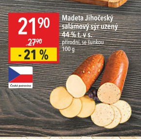 Madeta Jihočeský salámový sýr uzený 44 % t. v s.