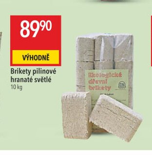 Brikety pilinové hranaté světlé