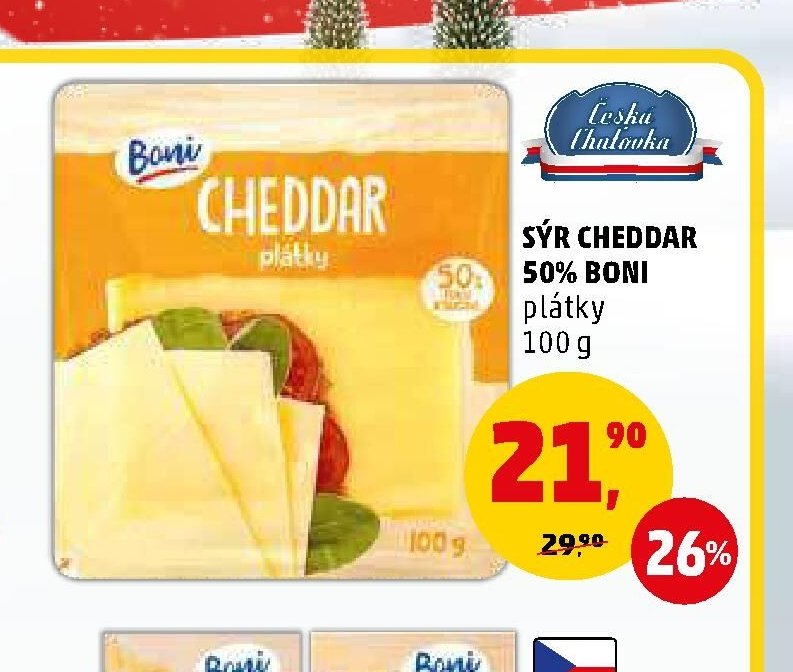 SÝR CHEDDAR 50% BONI 100 g