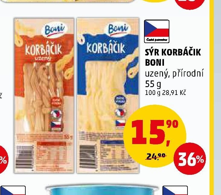 SÝR KORBÁČIK BONI uzený, přírodní 55 g
