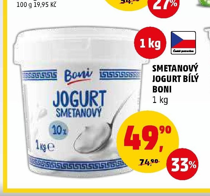 SMETANOVÝ JOGURT BÍLÝ BONI 1 kg