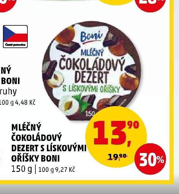 MLÉČNÝ ČOKOLÁDOVÝ DEZERT S LÍSKOVÝMI OŘÍŠKY BONI 150 g