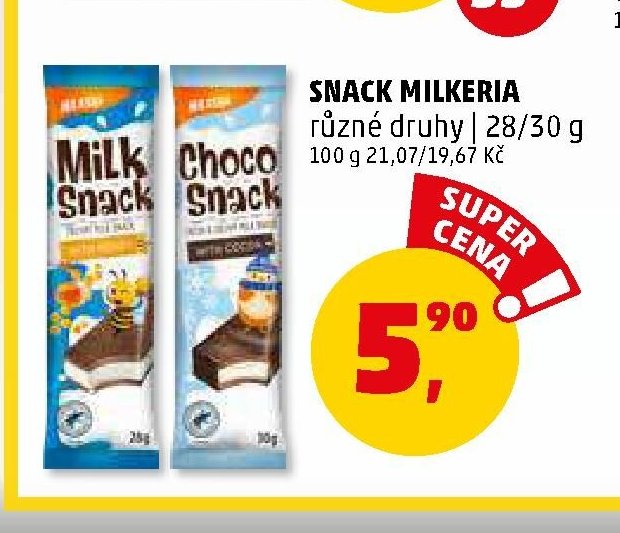 Snack Milkeria různé druhy