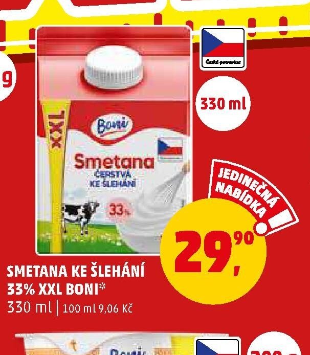 SMETANA KE ŠLEHÁNÍ 33% XXL BONI