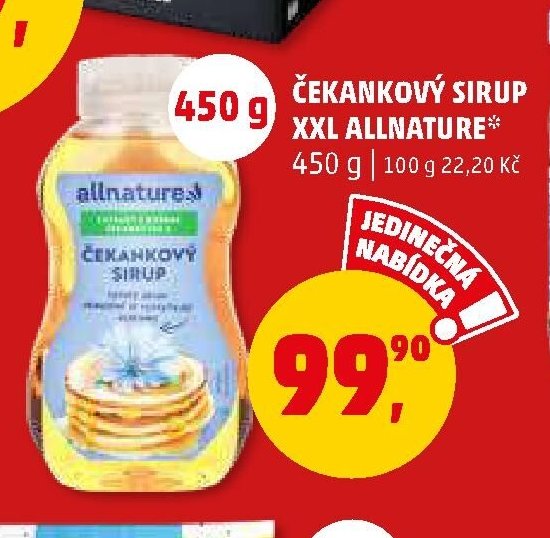 Čekankový sirup Allnature 450 g