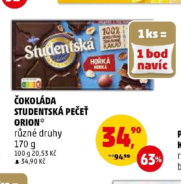 Čokoláda Studentská pečeť Orion