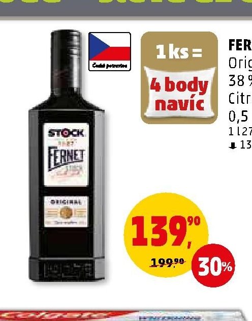 Fernet Stock Originál 38 % alk., Citrus 27 % alk. 0,5 l