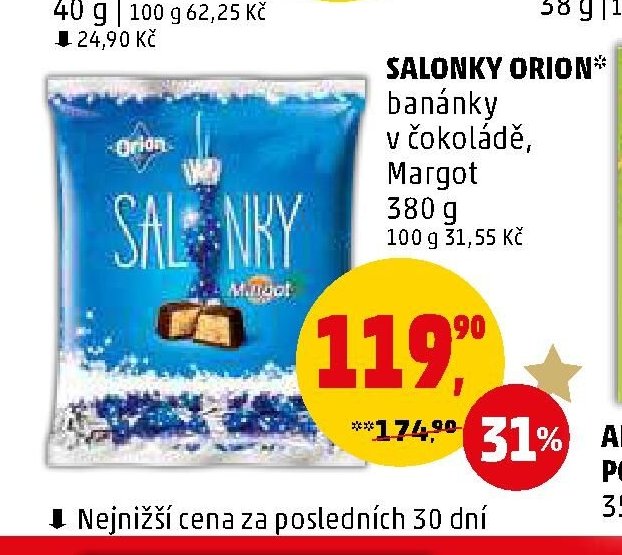 Salonky Orion banánky v čokoládě, Margot