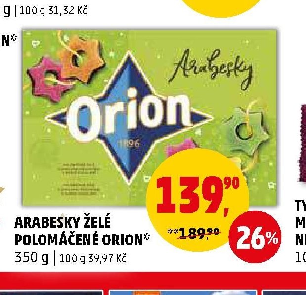 Arabesky želé polomáčené Orion