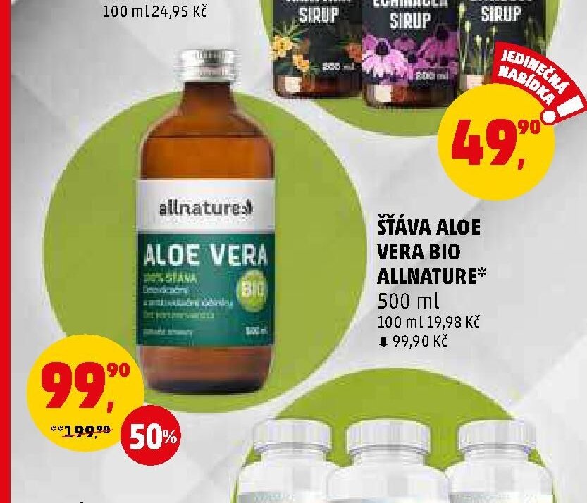Šťáva Aloe Vera BIO Allnature 500 ml