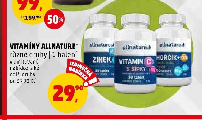 Vitamíny Allnature různé druhy