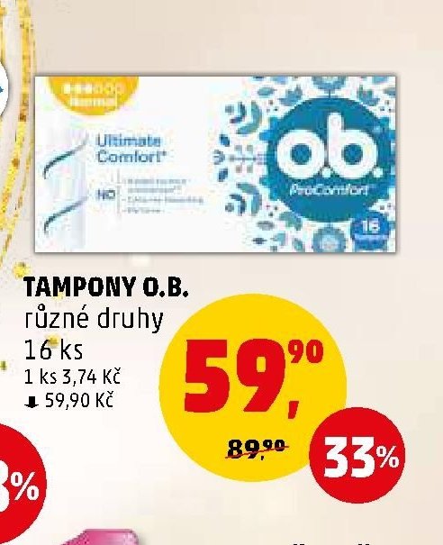 TAMPONY O.B. různé druhy 16 ks