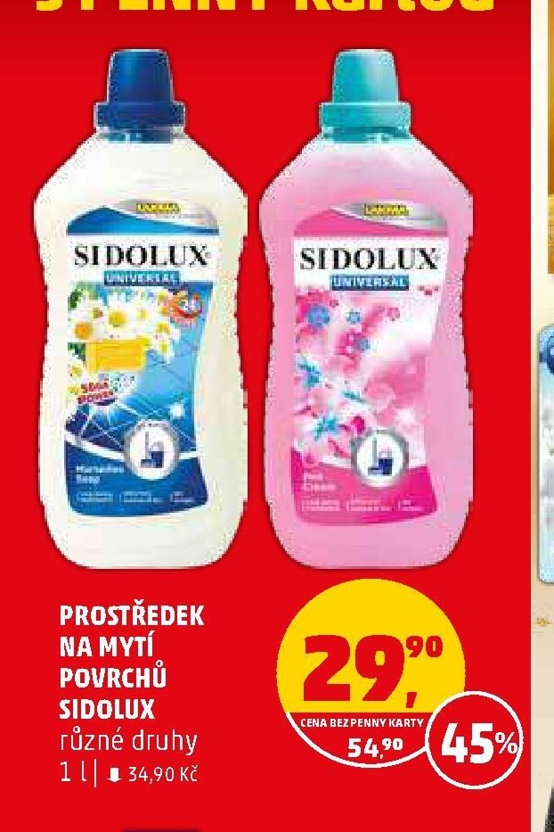 PROSTŘEDEK NA MYTÍ POVRCHŮ SIDOLUX různé druhy 1 l
