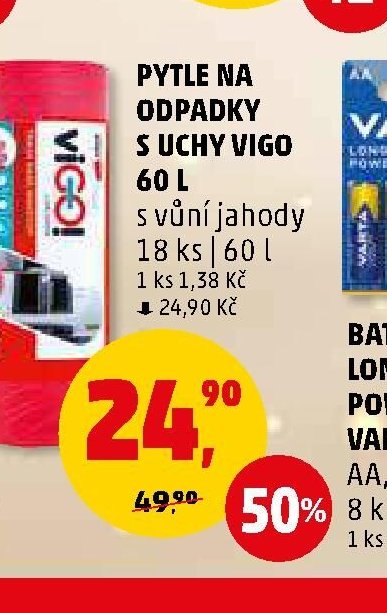 PYTLE NA ODPADKY S UCHY VIGO 60 L s vůní jahody 18 ks
