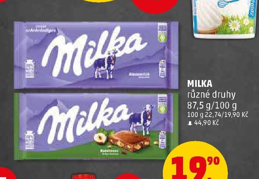 MILKA různé druhy
