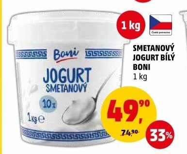 Bílý jogurt smetanový Boni