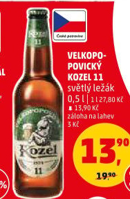 Pivo světlý ležák 11° Medium Velkopopovický Kozel