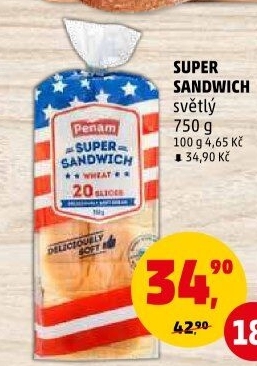 Toustový chléb supersendvič Penam
