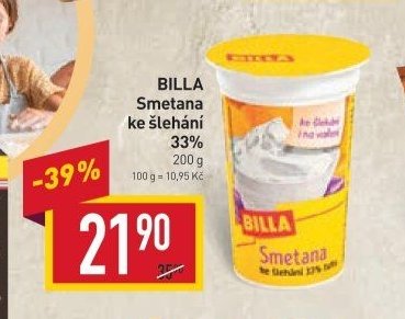 BILLA Smetana ke šlehání 33%