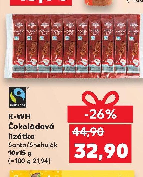 K-WH Čokoládová lízátka Santa/Sněhulák 10x15 g