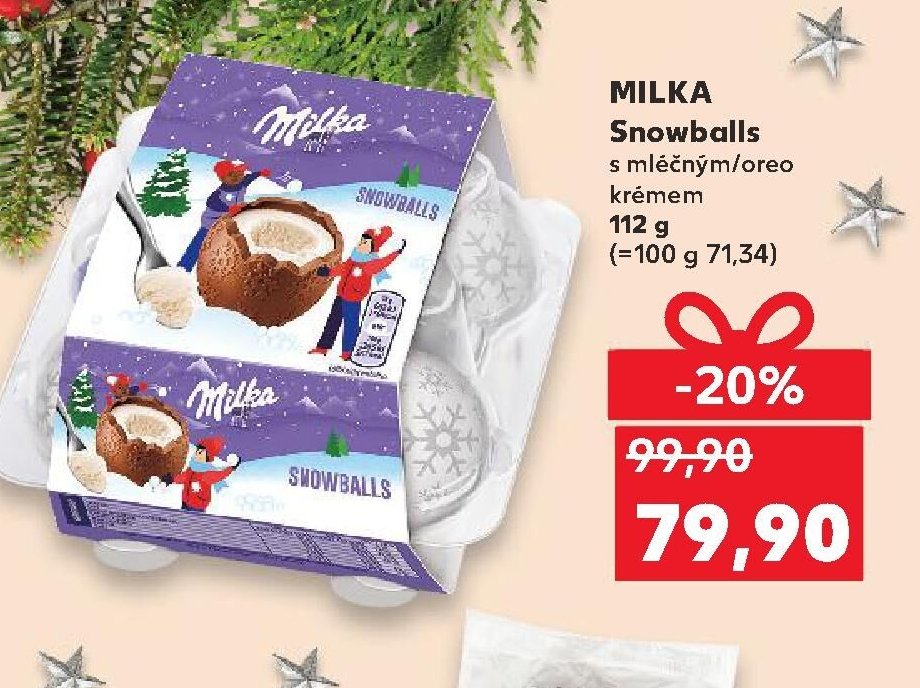 MILKA Snowballs s mléčným/oreo krémem 112 g