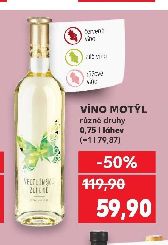 VÍNO MOTÝL různé druhy 0,75 l