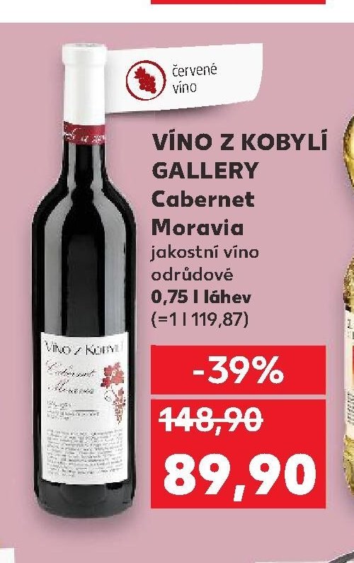 VÍNO Z KOBYLÍ GALLERY Cabernet Moravia jakostní víno odrůdové 0,75 l