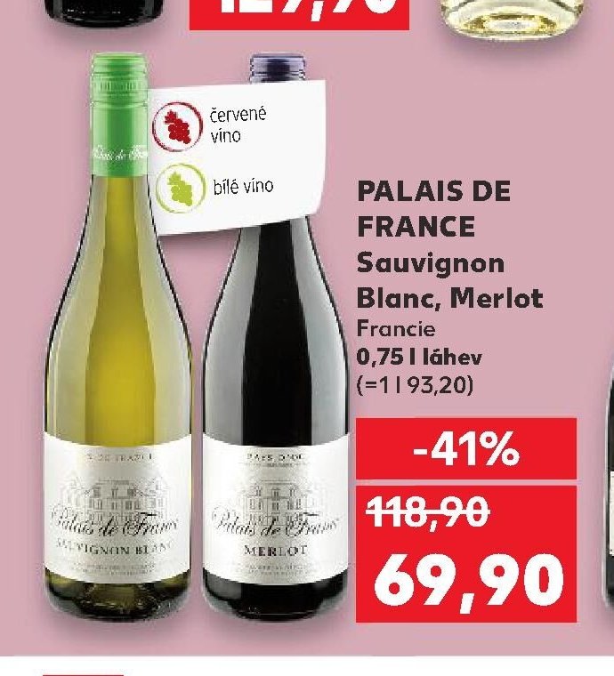 PALAIS DE FRANCE Sauvignon Blanc, Merlot 0,75 l