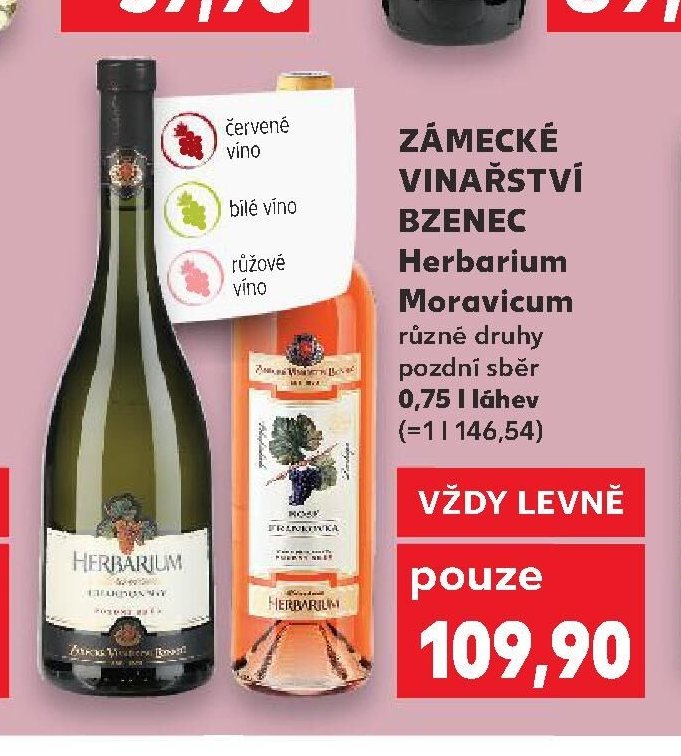 ZÁMECKÉ VINAŘSTVÍ BZENEC Herbarium Moravicum různé druhy 0,75 l