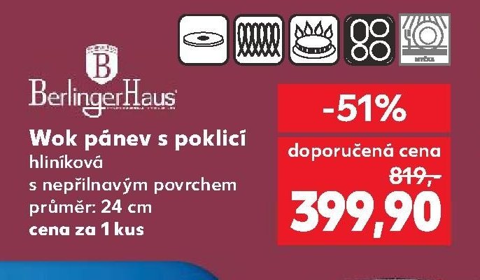 Wok pánev s poklicí hliníková