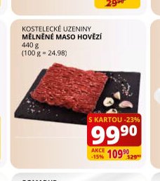 KOSTELECKÉ UZENINY MĚLNĚNÉ MASO HOVĚZÍ