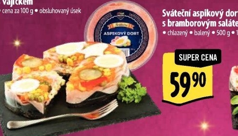 Aspikový dort sváteční s bramborovým salátem Gastro