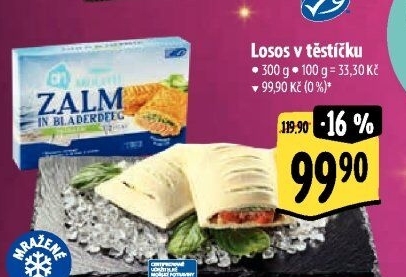 Losos se špenátem v těstíčku mražený Albert Heijn