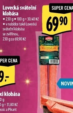 Lovecká sváteční klobása Maso Příbram