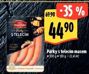 Párky s telecím masem Albertovo uzenářství