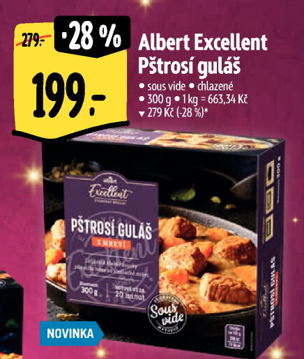 Pštrosí guláš Sous vide Albert Excellent