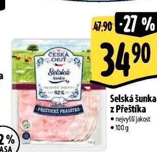 Selská šunka nejvyšší jakosti Přeštické prasátko Česká chuť