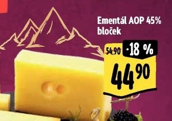 Sýr Ementál švýcarský AOP 45%
