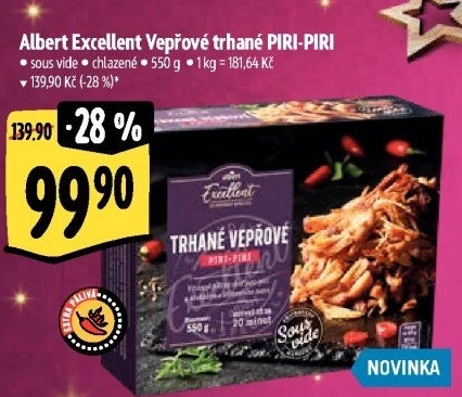 Vepřové trhané maso Piri-Piri Sous vide Albert Excellent