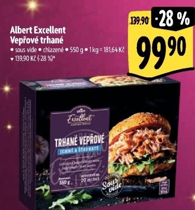 Vepřové trhané maso Sous vide Albert Excellent