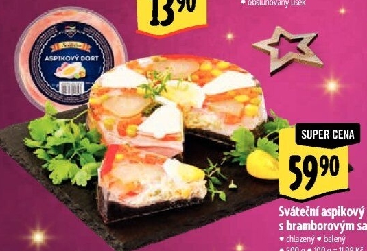 Aspikový dort sváteční s bramborovým salátem Gastro