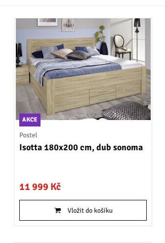 Postel Isotta 180x200 cm, dub sonoma - ASKO akcniletaky.com