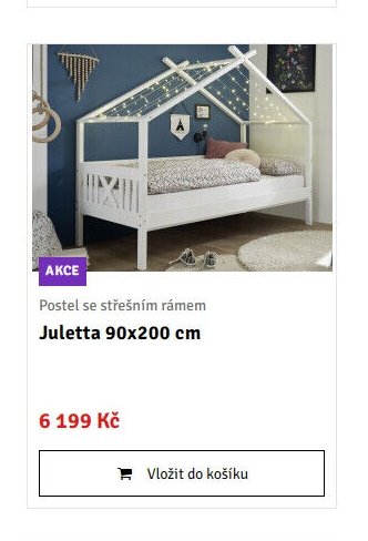 Postel se střešním rámem Juletta 90x200 cm - ASKO akcniletaky.com
