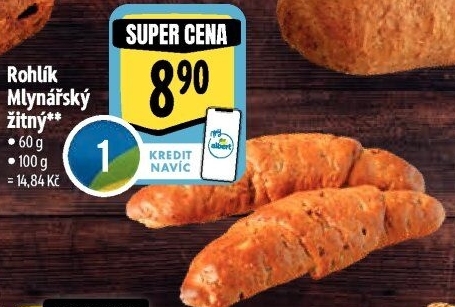 Rohlík Mlynářský žitný Albert