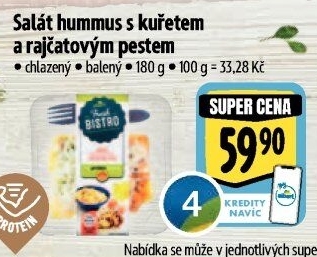 Salát Hummus s kuřetem a rajčatovým pestem s proteiny Albert Fresh Bistro