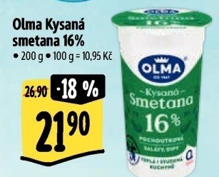 Smetana zakysaná Olma 16%