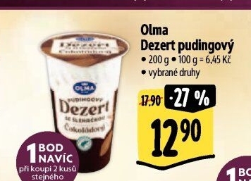 Dezert pudink se šlehačkou Olma