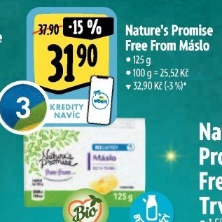 Máslo bez laktózy Free From Nature'